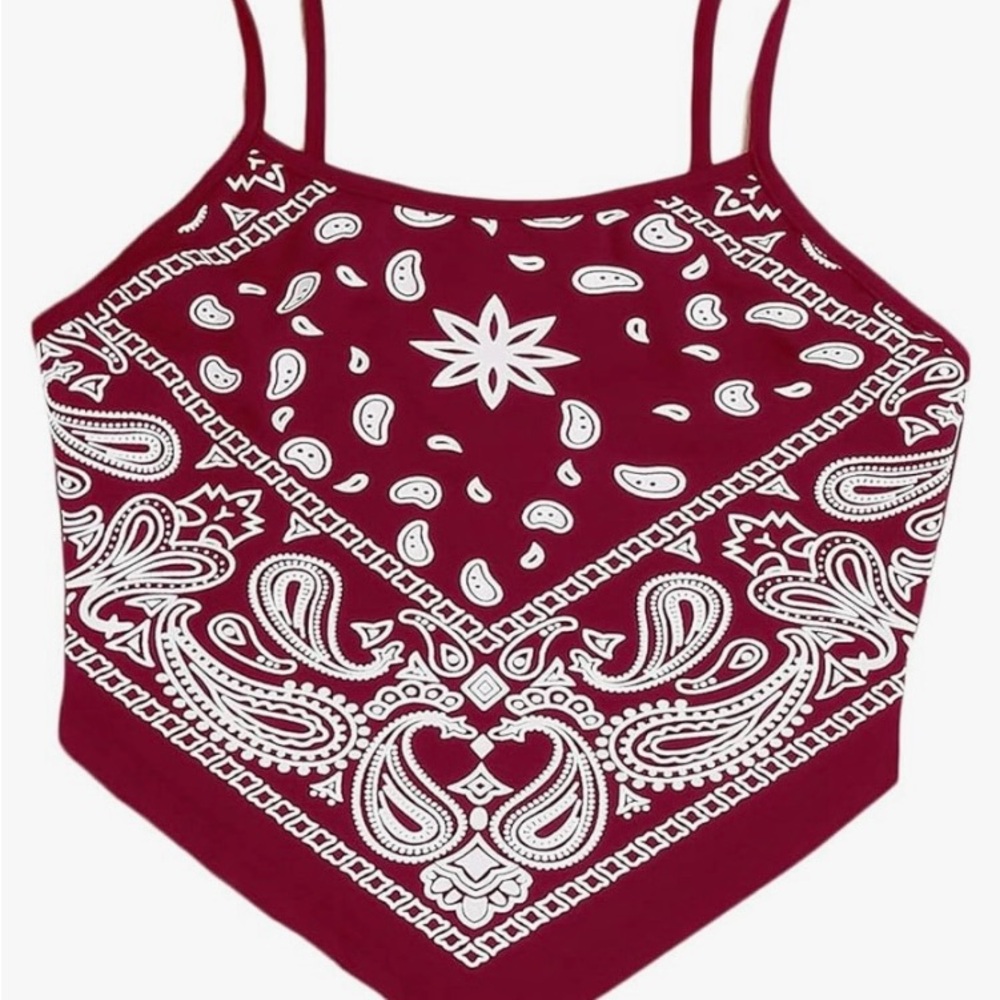 Red Bandana Print Crop Top